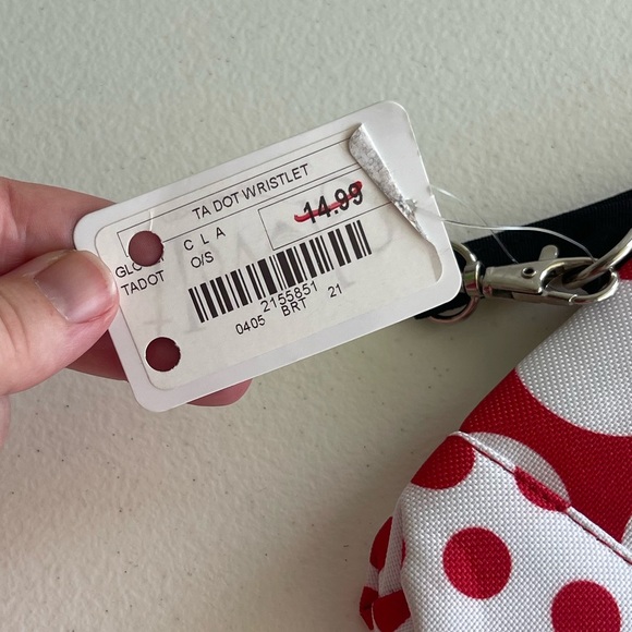 Glove it ta dot red white polka dot nwt wristlet - Picture 2 of 2